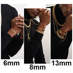 ChainsHouse Men Women Cuban Link Bracelet Stainless Steel/18K Gold Plated Classic 3mm-14mm Wide Miami Curb Chain Wrist Bracelets, 21CM(8.3''), Send Gift Box