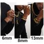 ChainsHouse Men Women Cuban Link Bracelet Stainless Steel/18K Gold Plated Classic 3mm-14mm Wide Miami Curb Chain Wrist Bracelets, 21CM(8.3''), Send Gift Box
