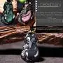 Sinymilk Natural Obsidian Healing Stone Fox Pendant Female Adjustable Spirit Fox Mascot Amulet