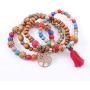Cocazyw Bohemian Tassel Stretch Beaded Bracelet for Women Girls Crystal Strand Bangle Charm Multilayer Stackable Bracelet
