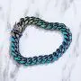 TOPGRILLZ 10,14mm Polished Stainless Solid Quenching Color Reflection Laser Link Chain Bracelet for Men and Women Hip Hop Personality Jewelry TOPGRILLZ 10,14mm Polished Stainless Solid Quenching Color Reflection Laser Link Chain Bracelet for Men and Women Hip Hop Personality Jewelry