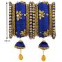 Aheli Royal Design Faux Stone Studded Silk Thread Bangle Chuda Set with Jhumki Tassel Hanging Indian Wedding Fashion Jewelry for Women