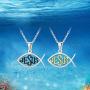 FaithHeart Jesus Ichthus Necklace, Stainless Steel/Gold Plated Jewelry Customize Available, Jesus Pieces Christian Fish Pendant Necklace (Send Gift Box)