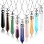 9 Pieces Hexagonal Healing Crystal Necklace Natural Prism Stone Pendant Flower Wrapped Antique Quartz Yoga Energy Pendants with 20 Inch Chains for Jewelry Accessories