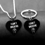 Stainless Steel I Cant Breathe Fist Heart Keychain and Pendant Necklace Set BLM Couples Jewelry for Women or Men