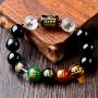 Jewdreamer 8PCS Feng Shui Good Luck Bracelets for Men Women Five-Element Obsidian Bead Lucky Charm Pi Xiu Pi Yao Bracelet Chinese Dragon Attract Good Luck and Wealth Jewelry Adjustable Elastic