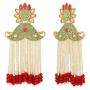 Efulgenz Indian Bollywood Wedding Bridal Gold Plated Faux Pearl Tassel Crystal Kundan Dangle Earrings Jewelry Set