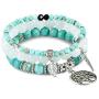 FANCY SHINY Gemstone Bead Bracelets Tree of Life Charms Yoga Healing Stone Bracelet Set for Women