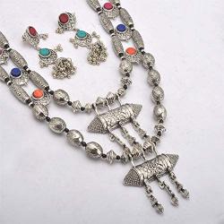 Zephyrr Afghani/Turkish Necklace Earrings Set Silver Tone Casual Daily Wear Statement Jewelry for Women JAN-1976