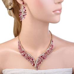 EVER FAITH Austrian Crystal Graceful Wing Flower Necklace Earrings Set
