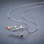 Cat Necklace, 925 Sterling Silver with 18K Rose Gold Plated Rose Pendant, Two Tone Minimalist Cat Jewelry Mother Day Gift for Women Cat Lover Girlfriend Daughter with Gift Box