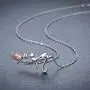 Cat Necklace, 925 Sterling Silver with 18K Rose Gold Plated Rose Pendant, Two Tone Minimalist Cat Jewelry Mother Day Gift for Women Cat Lover Girlfriend Daughter with Gift Box