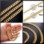 ChainsPro Men Cuban Link Chain, Dainty Necklace, 6/8MM Width, 18/20/22/24/26/28/30 Inches,Gold/Black Color (with Gift Box)