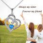 ONEFINITY Sister Necklaces 925 Sterling Silver Always My Sister Forever My Friend Necklace for Women Sister Love Heart Pendant Gift Jewelry
