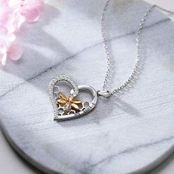 JZCOLOR 925 Sterling Silver Heart Honeycomb Necklace - I Love You Cute Bee Cubic Zirconia Pendant Jewelry Gifts for Women Girls