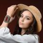 Duel On Jewel Tribal Afghan Baloch Oxidized Antique Finish Big Statement Engraved Metal Cuffs in Gypsy Stones