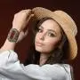 Duel On Jewel Tribal Afghan Baloch Oxidized Antique Finish Big Statement Engraved Metal Cuffs in Gypsy Stones