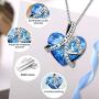 I Love You Forever Pendant Necklace/Double Love Heart Necklace, 925 Sterling Silver Necklace for Women, Jewelry Birthstone Necklaces for Women Mother Girl with Jewelry Gift Box