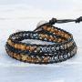 KELITCH Created Agate Crystal Gems Beads Charm 2 Wrap Bracelets Handmade Natural Leather New Jewelry