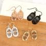 Moroccan Filigree Geometric Drop Earrings - Bohemian Metallic Cutout Hook Lightweight Dangles Flower Petal Leaf/Teardrop/Scallop/Circle/Quatrefoil