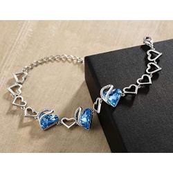 Leafael Infinity Love Heart Link Bracelet with Birthstone Crystal, Womens Gifts, Silver-Tone, 7'' with 2'' Extender
