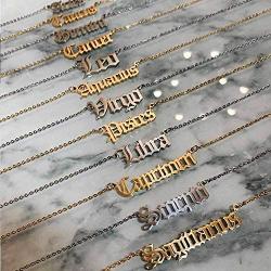 Hsarsup 12 Constellation Necklace- Set of 3 -Pendant Zodiac Astrology Gold/Silver/Rose Gold Tone Chain for Women Jewelry with Gold Message Card