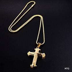 Gold Crucifix Necklace 20 Time More 14 Ct (Karat) Gold Filled Overlay Than Other Cheap Jewelry with A 22'' Chain (inch) Beautiful Jesus Cross USA Made!