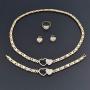 Giffor XOXO Jewelry Sets for Women Necklaces Choker with Earrings 14K Gold Plated Bracelets Rings Gifts Jewelries Suit