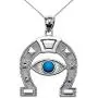 Elegant Sterling Silver Blue Stone Evil Eye Protection Horse Shoe Good Luck Pendant Necklace Elegant Sterling Silver Blue Stone Evil Eye Protection Horse Shoe Good Luck Pendant Necklace