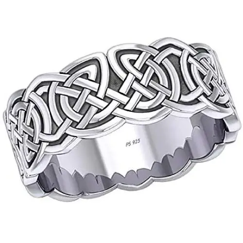US Jewels Mens 0.925 Sterling Silver Irish Celtic Endless or Love Knot Ring Band US Jewels Mens 0.925 Sterling Silver Irish Celtic Endless or Love Knot Ring Band