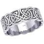 US Jewels Mens 0.925 Sterling Silver Irish Celtic Endless or Love Knot Ring Band