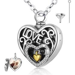 Urn Necklaces for Human Ashes for Women Men, Cremation Jewelry for Ashes, AEONSLOVE Sterling Silver Cremation Urn Memorial Pendant Ashes Necklace Keepsake Gifts for Women Men Adult