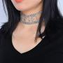 Ingemark SEXY BABE PRINCESS Block Letter Wide Crystal Collar Choker for Women Girls Shiny Rhinestone Multi Layer Necklace