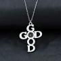 Tbrand Stainless Steel God Good Initail Cross Pendant Necklace with Real Mustard Seed Charms Religious Jewelry ZY076