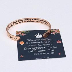 Whenever You Feel Overwhelmed Remember Whose Straighten Your Crown Bracelet, Engraved Inspirational Bracelets Personalized Gift for Mom, Daughter, Granddaughter, Sister, Best Friend, Women and Girls