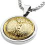 GESTALT COUTURE Unique Tungsten Medallion Necklace. Stainless Steel Tree of Life Inlay with 18kt Gold Plating.