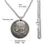 ApinJe Vintage Skull Pendant Coin Necklace Steampunk Jewelry for Men Stainless Steel Chain 27.5 Inches