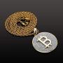 TOPGRILLZ Fully Iced Out CZ 14K Gold Plated Bitcoin Cryptocurrency Pendant Necklace Chain Men