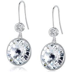 Bella Drop Earrings Crystals from Swarovski 18K White Gold Plated Hypoallergenic Jewelry for Women Girls