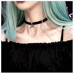 TseanYi Boho Moon Pendant Necklace Black Silk Ribbon Choker Necklace Chain Sexy 90s Necklaces Jewelry for Women and Girls