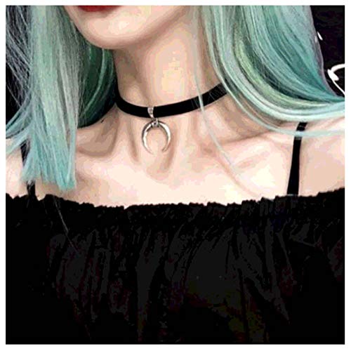 TseanYi Boho Moon Pendant Necklace Black Silk Ribbon Choker Necklace Chain Sexy 90s Necklaces Jewelry for Women and Girls