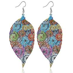 IDB Dangling Retro Veined Leaf Hook Earrings - Multiple Stunning Colors Available
