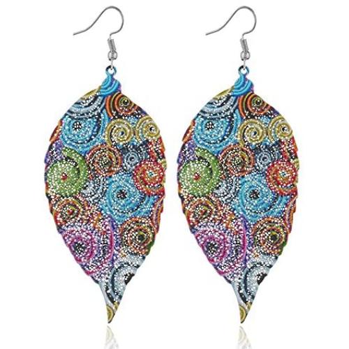 IDB Dangling Retro Veined Leaf Hook Earrings - Multiple Stunning Colors Available