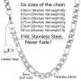 Richsteel 3mm/5mm/8mm Wide Figaro Chain Necklace for Men Women Boys Girls 18/20/22/24/26/28/30/32 Inches Stainless Steel/18K Gold Plated/Black Hip Hop Style Jewelry(with Gift Box)