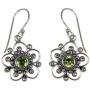 NOVICA 925 Sterling Silver and Peridot Flower Dangle Earrings, Natures Gift