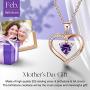 ✦Gifts for Mothers Day✦ Forever Love Heart Necklace Jewelry 18K White Gold/ Rose Gold Plated 925 Sterling Silver Birthstone Pendant Necklace with 5A Cubic Zirconia Birthday Gifts for Women and Girls