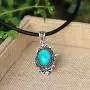 Mood Stone in Antique Sterling Silver Finish Gothic Flower Pattern Pendant Magic Color Change Leather Necklace Mood Necklace Mood Stone in Antique Sterling Silver Finish Gothic Flower Pattern Pendant Magic Color Change Leather Necklace Mood Necklace