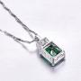 BONLAVIE Womens Pendant Necklace with Created Emerald Cubic Zirconia CZ Birthstone 925 Sterling Silver Chain Pendant Christmas Romantic Date Gift