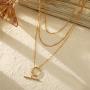 YEEZII Layered Necklace for Women Girls, 18k Gold Plated Dainty Layered Choker Necklace Handmade Coin Paperclip Pendant Adjustable Layering Chain for Women Girls Jewelry Gift (C)