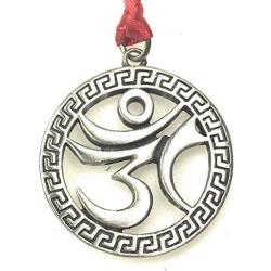 Trilogy Jewelry Pewter Circular Ohm with Border Chain Necklace/Pendant